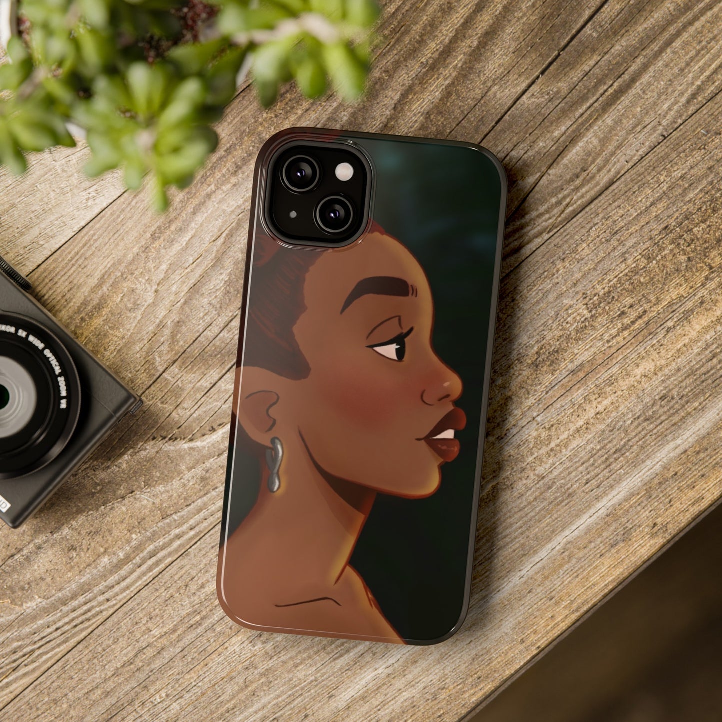 Afro Puff Illustrated Impact-Resistant Phone Case for Black Girls