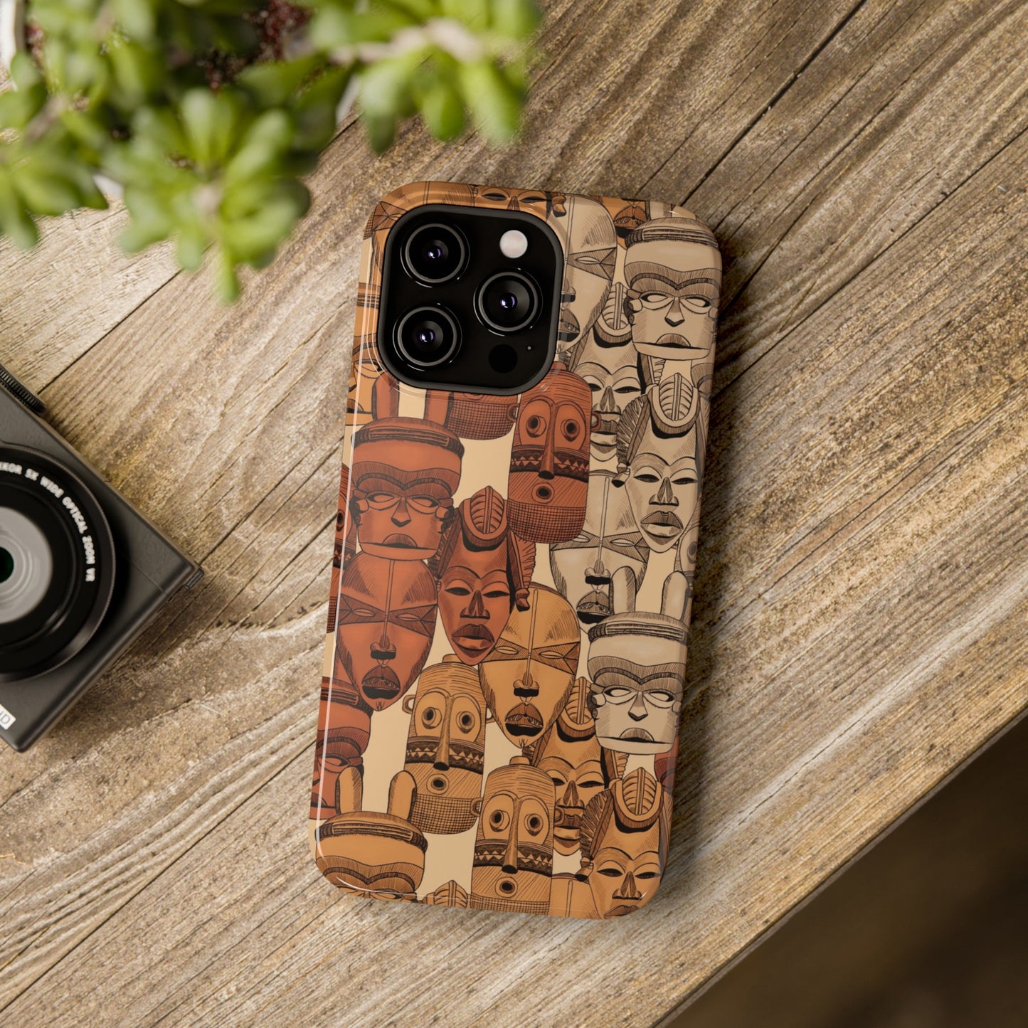 African Masks Print Impact-Resistant Phone Case