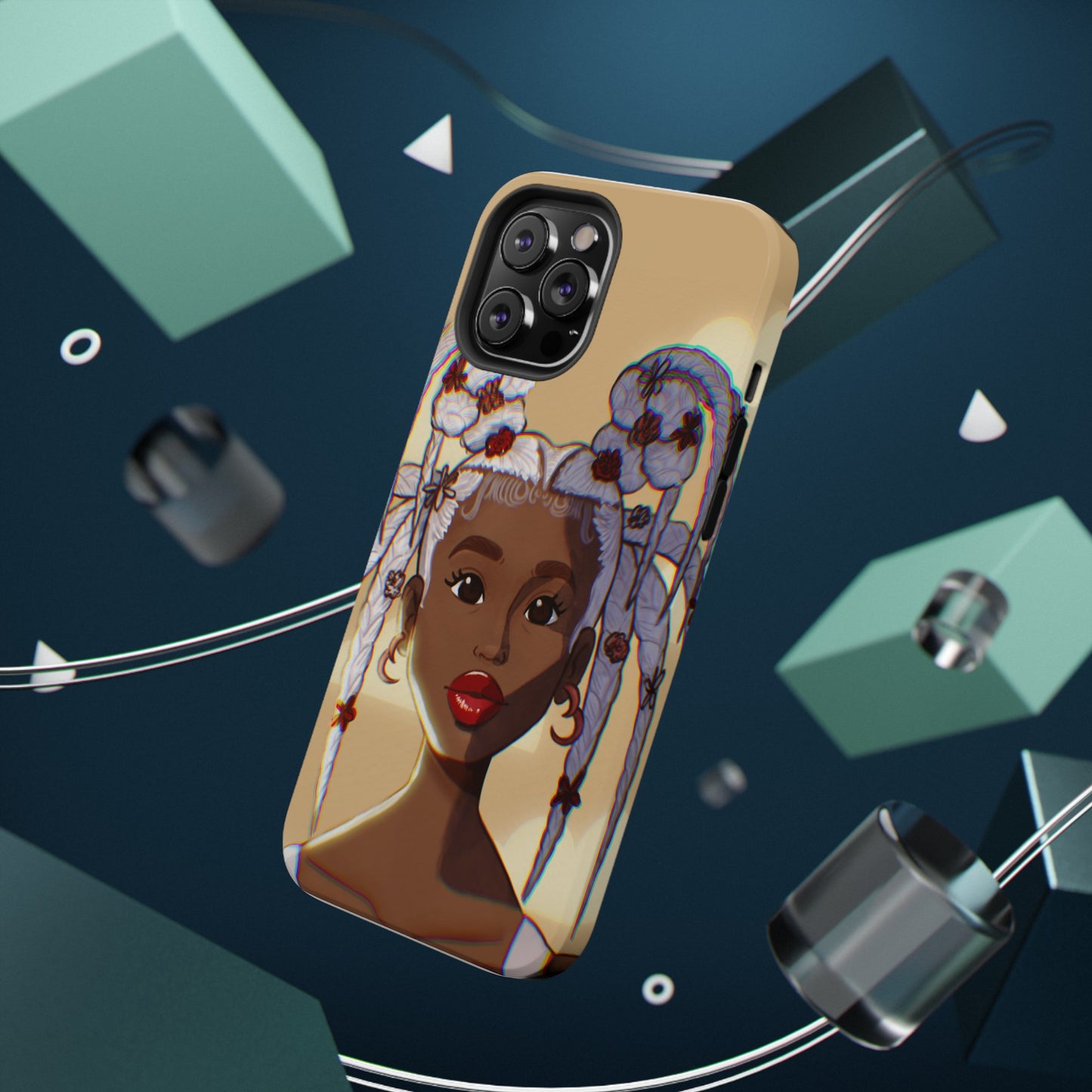 Dreamy Black Girl Illustrated Impact-Resistant Phone Case