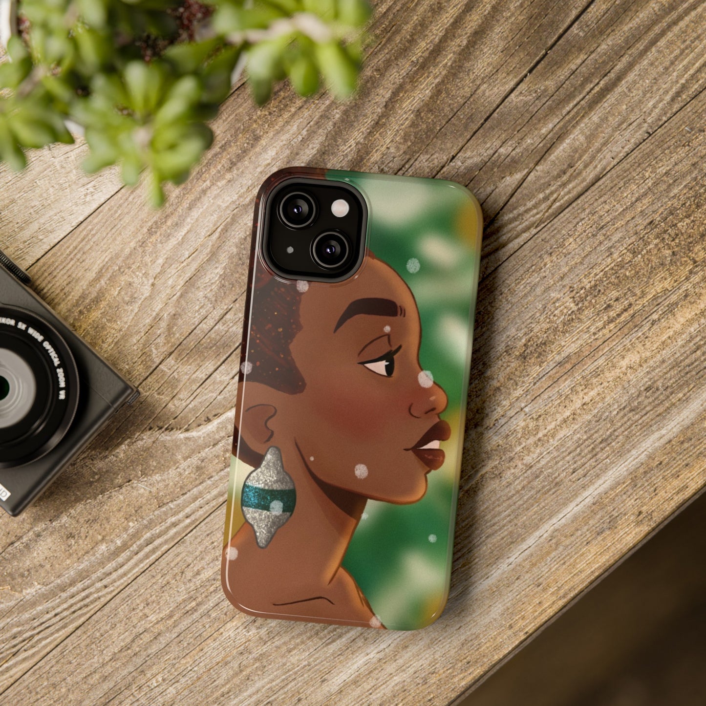 Afro Puff Winter Black Girl Impact-Resistant Phone Case