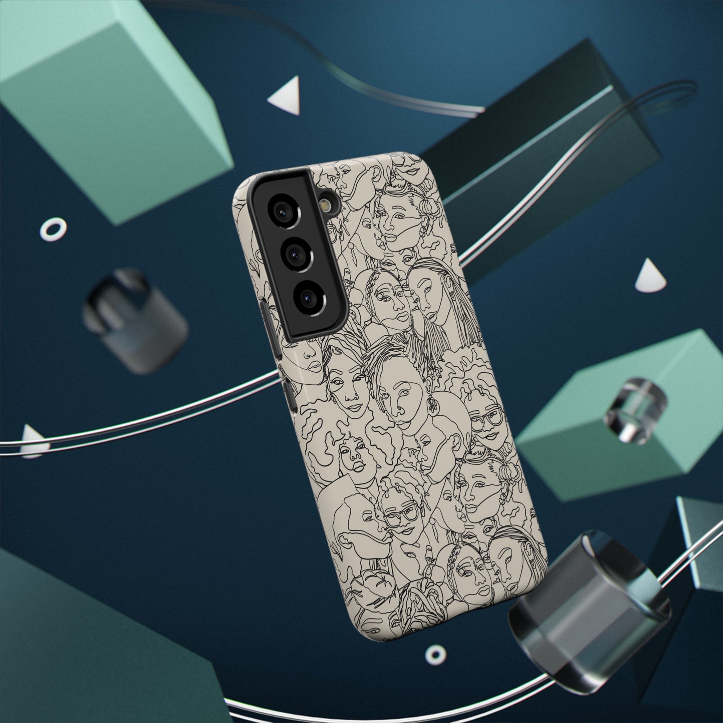 Black Women Line Art Impact-Resistant Phone Case