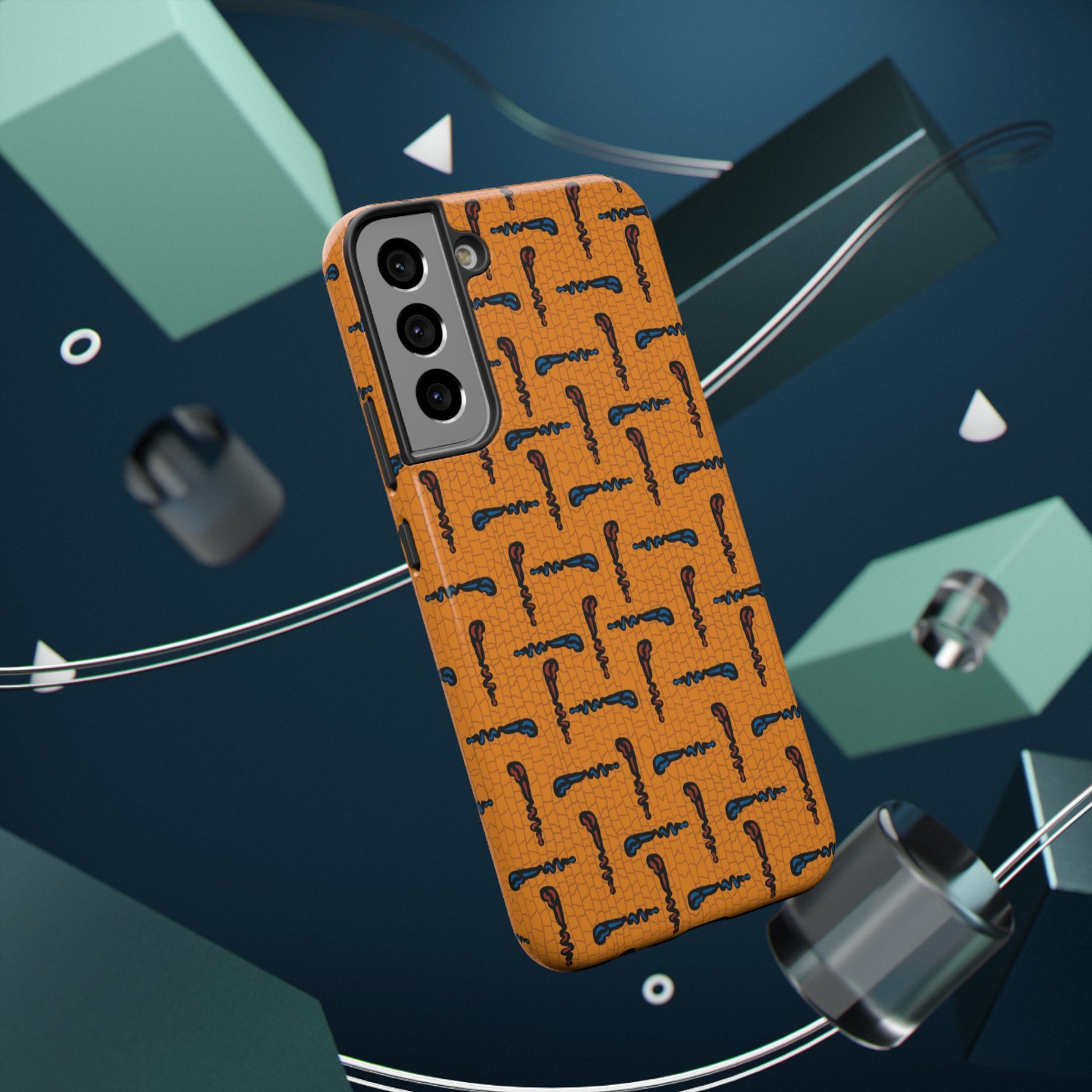 African Ankara Print Impact-Resistant Phone Case - Walking Sticks - Pounded Yam Productions