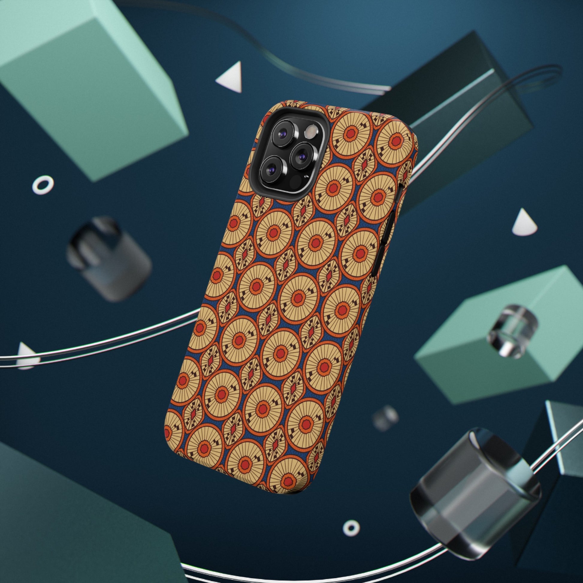 African Ankara Print Impact-Resistant Phone Case - Circles - Pounded Yam Productions