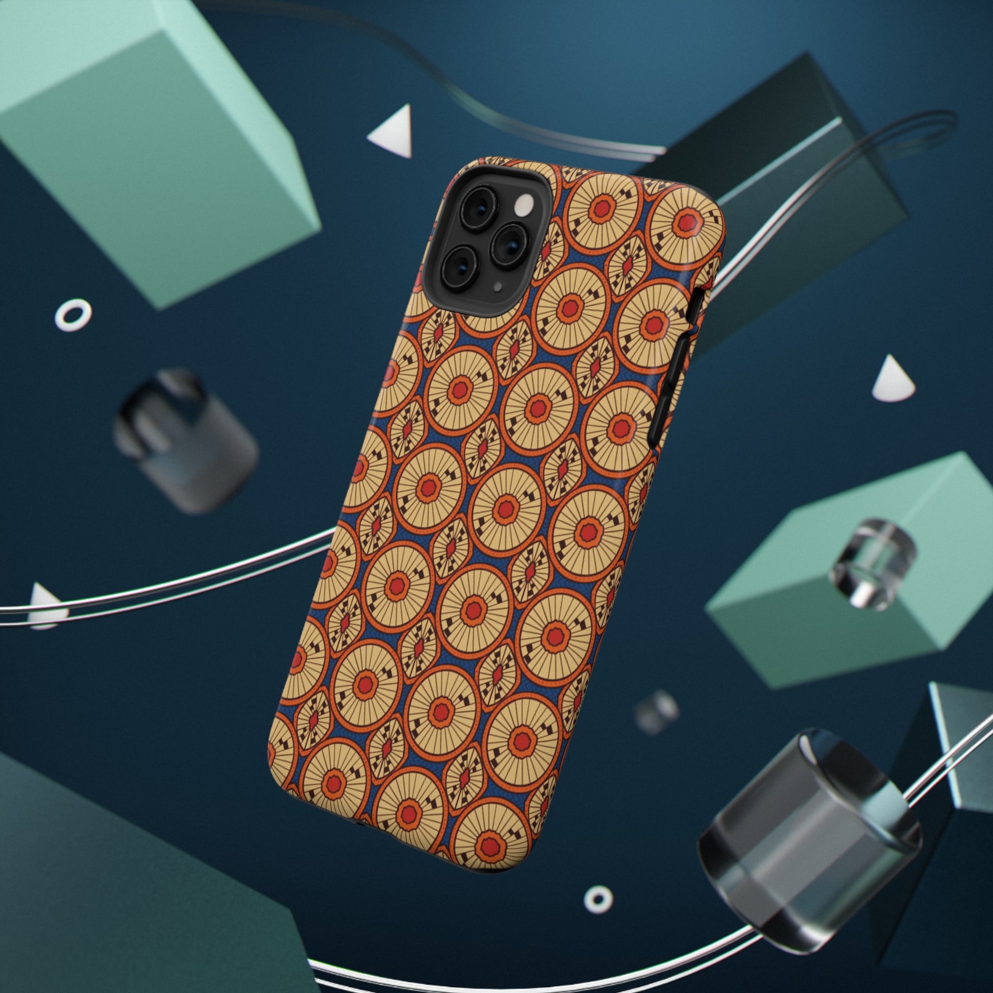 African Ankara Print Impact-Resistant Phone Case - Circles - Pounded Yam Productions