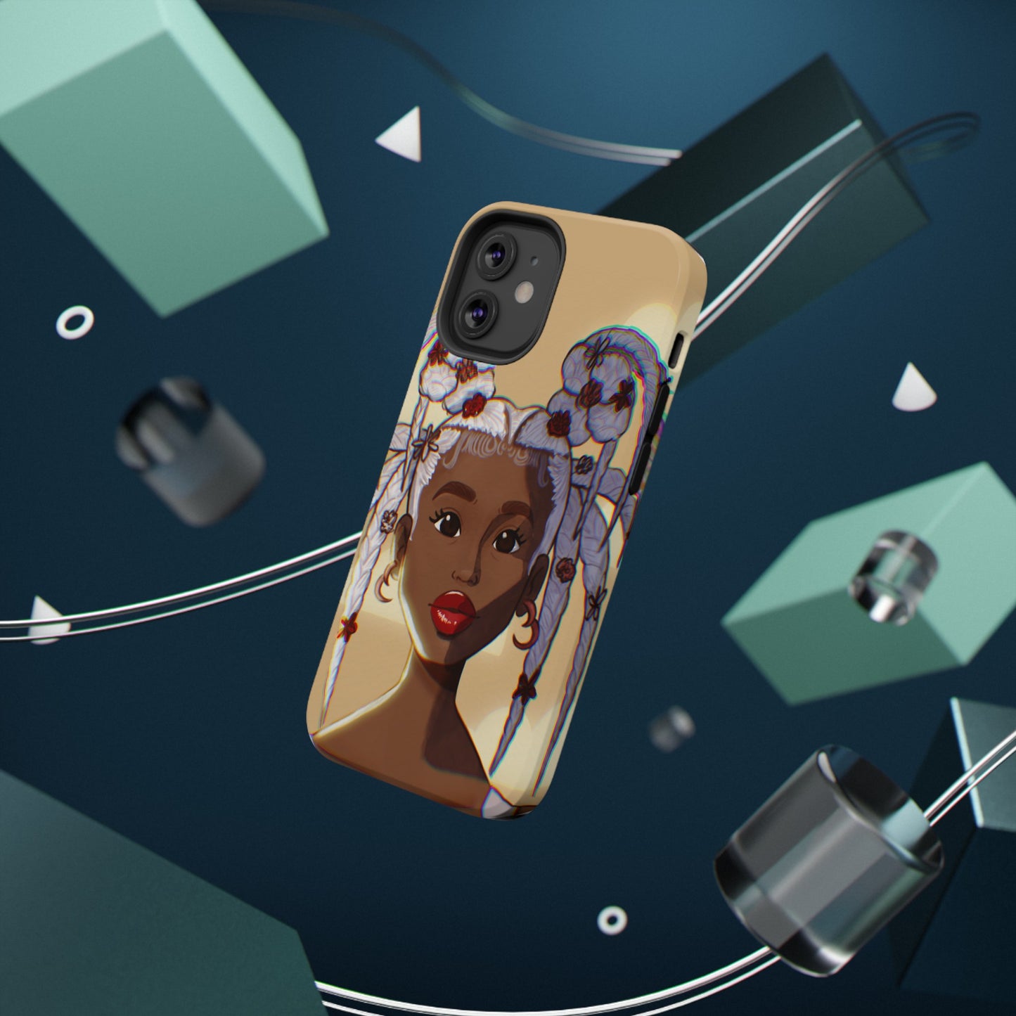 Dreamy Black Girl Illustrated Impact-Resistant Phone Case