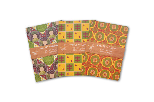 3 Pocket Notebook Bundle - Discs, Cowries, Bloom - Pounded Yam Productions