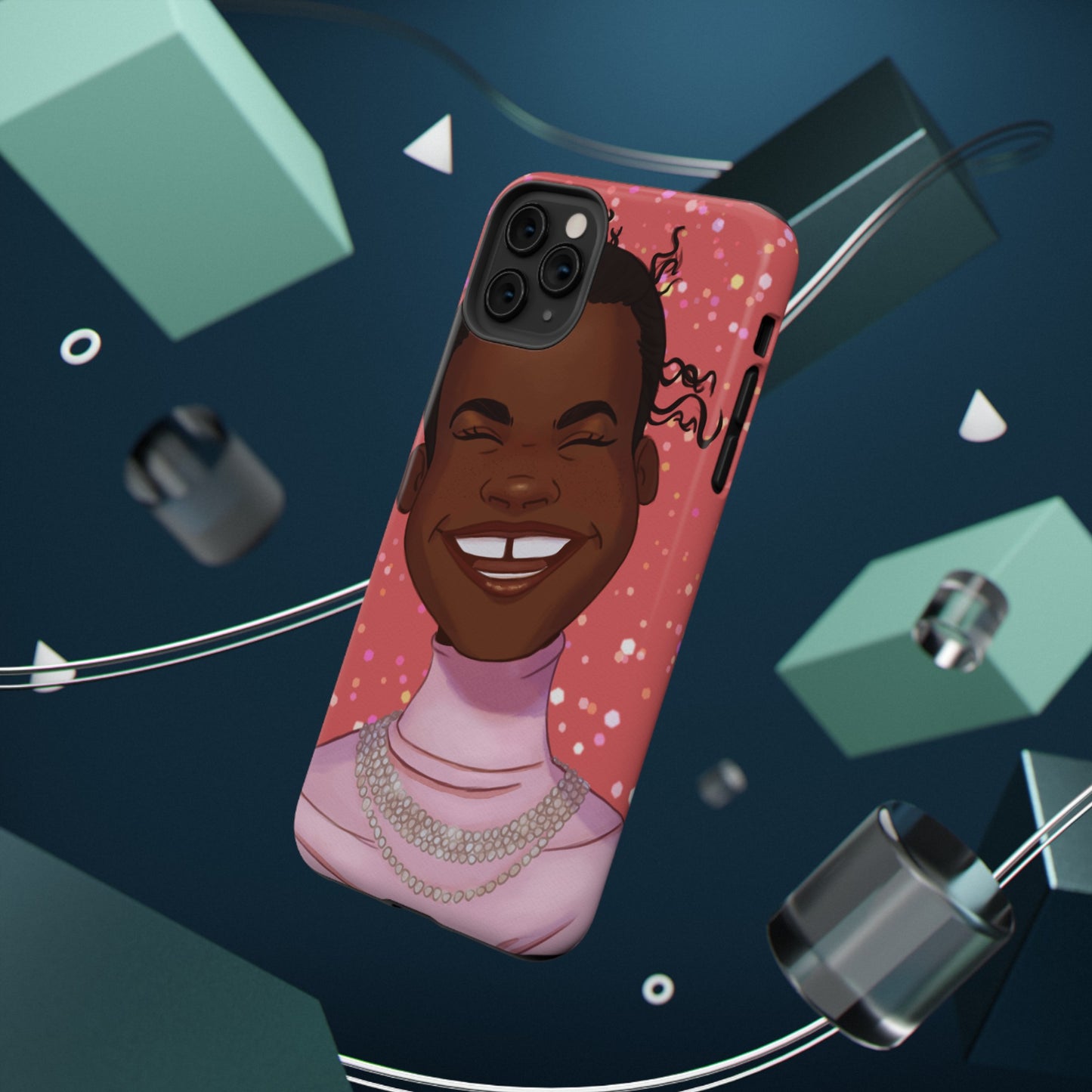 Happy Confetti Smiling Black Girl Illustrated Impact-Resistant Phone Case