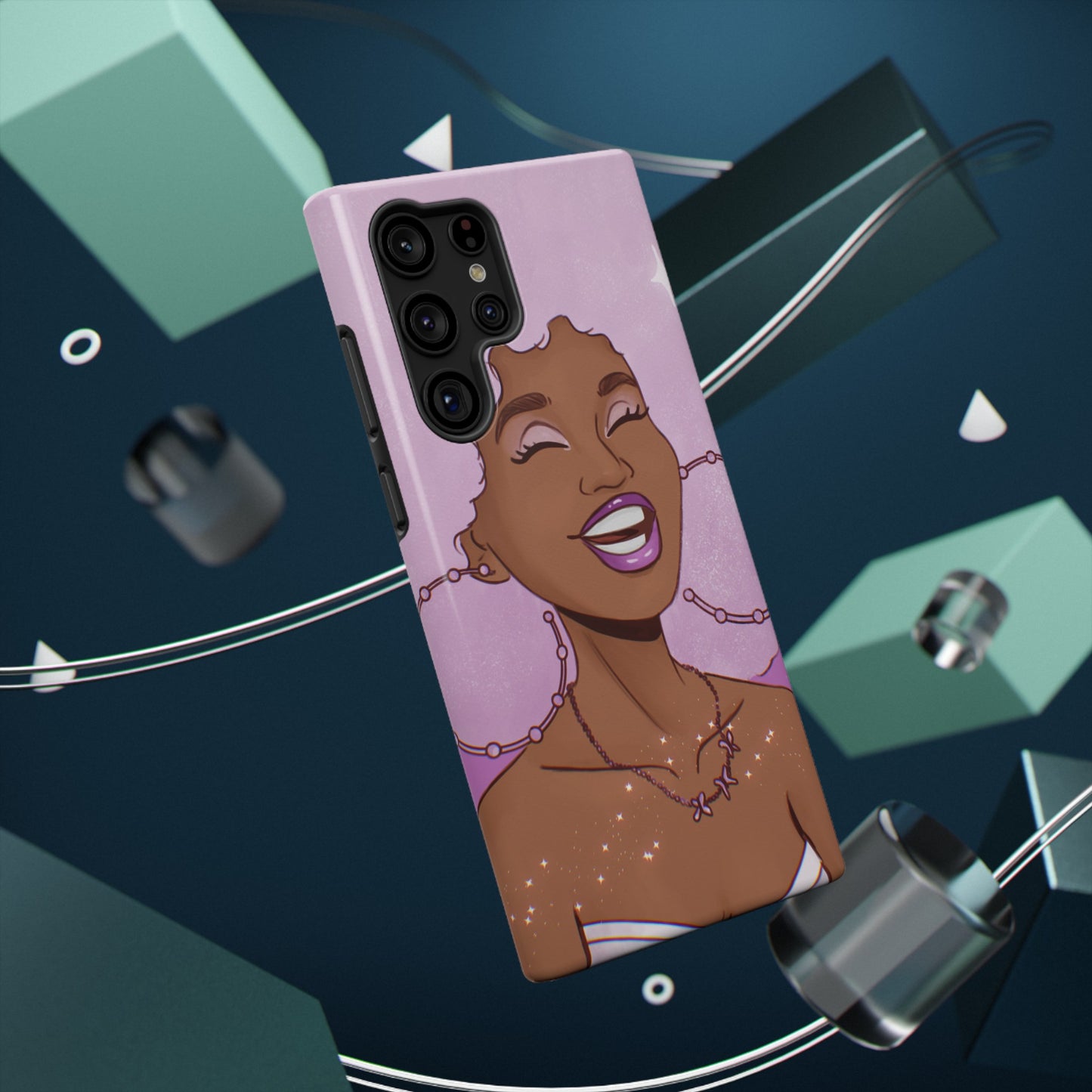 Purple Afro Illustrated Impact-Resistant Phone Case