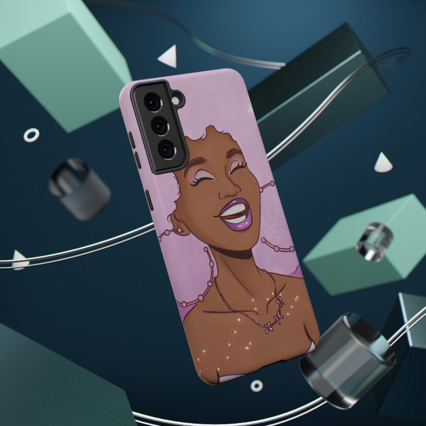 Purple Afro Illustrated Impact-Resistant Phone Case