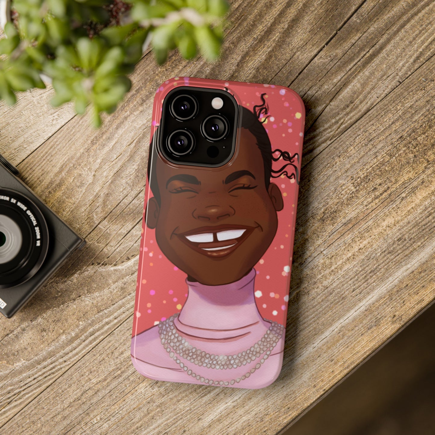 Happy Confetti Smiling Black Girl Illustrated Impact-Resistant Phone Case