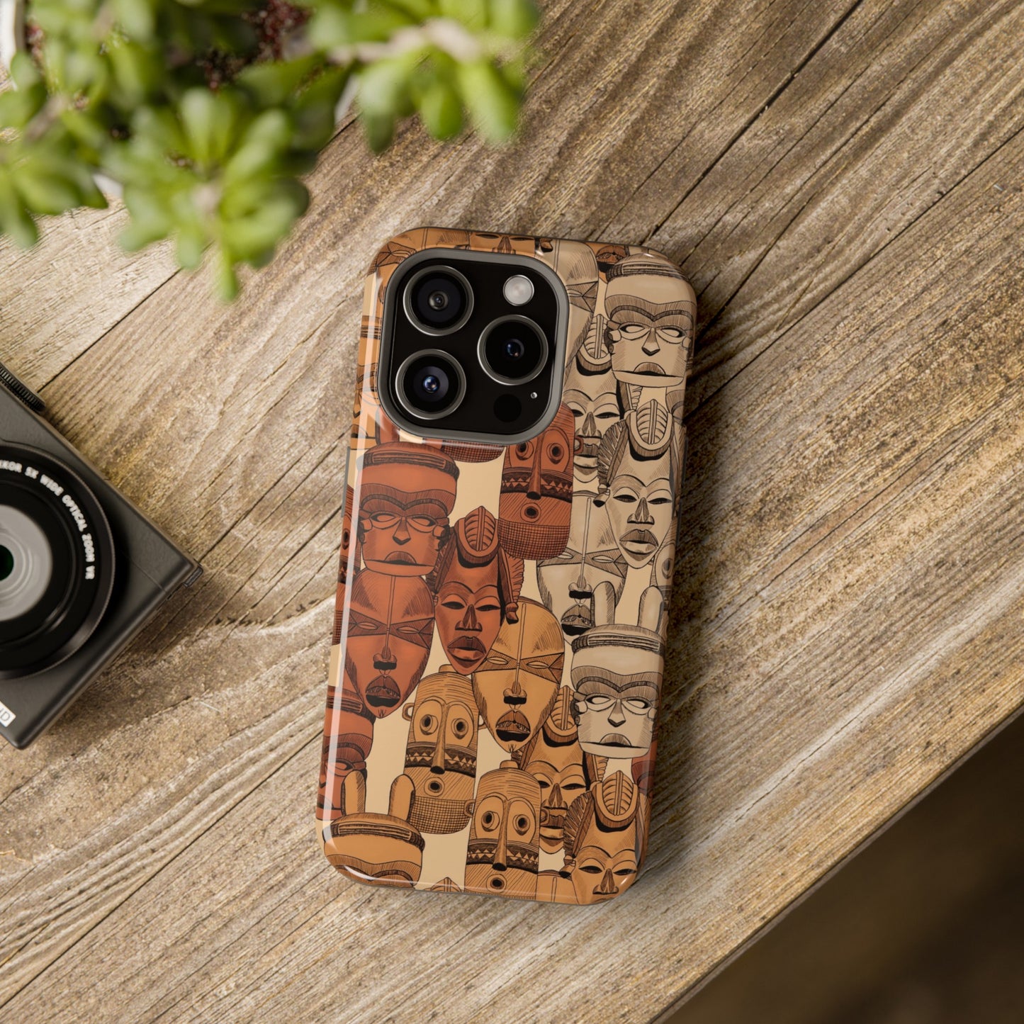 African Masks Print Impact-Resistant Phone Case