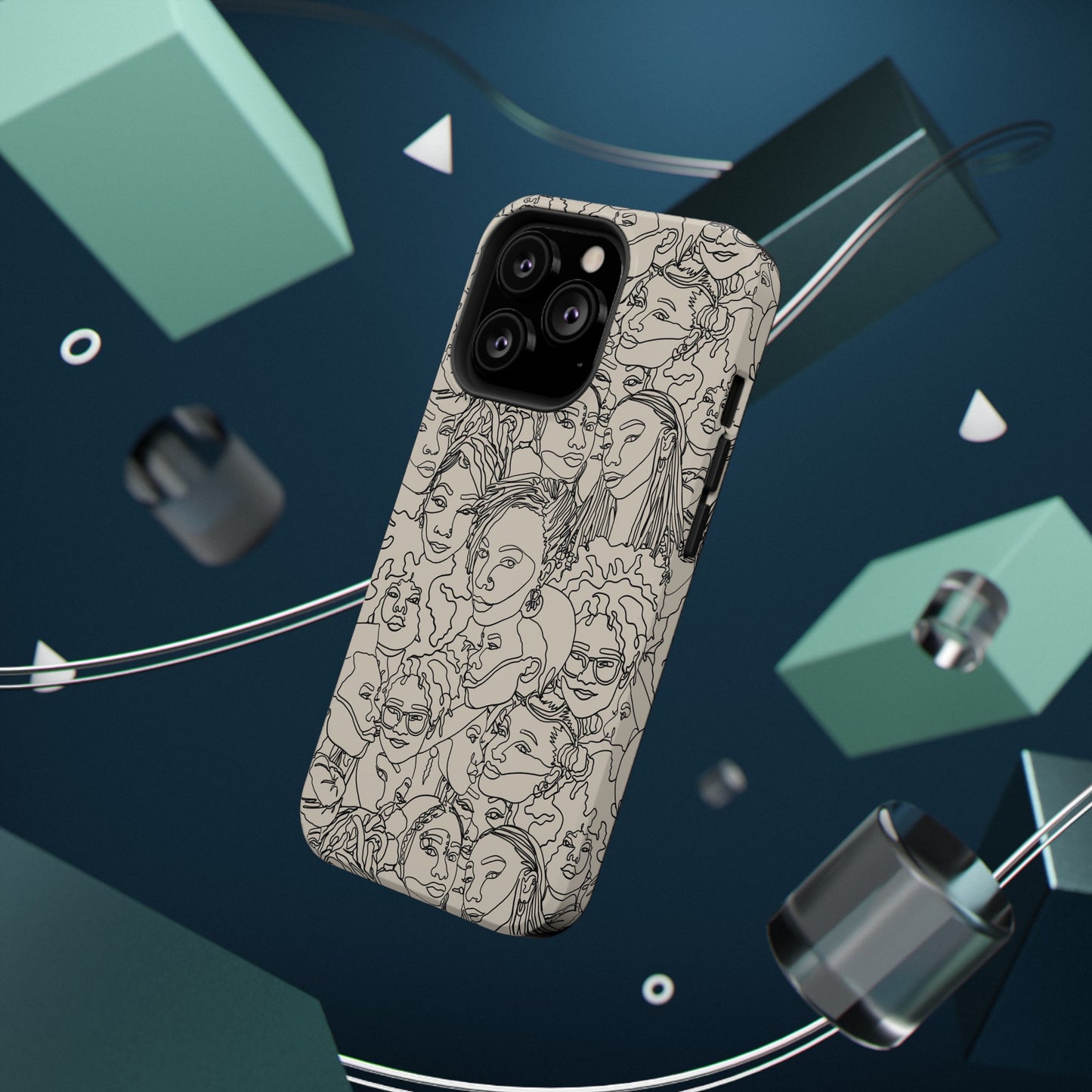 Black Women Line Art Impact-Resistant Phone Case