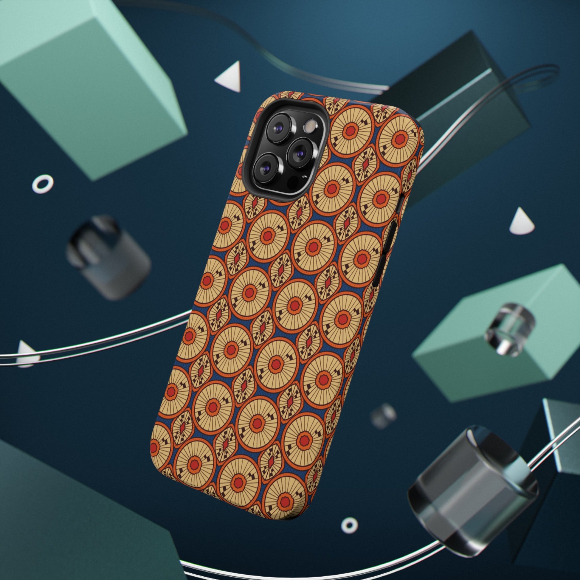 African Ankara Print Impact-Resistant Phone Case - Circles - Pounded Yam Productions