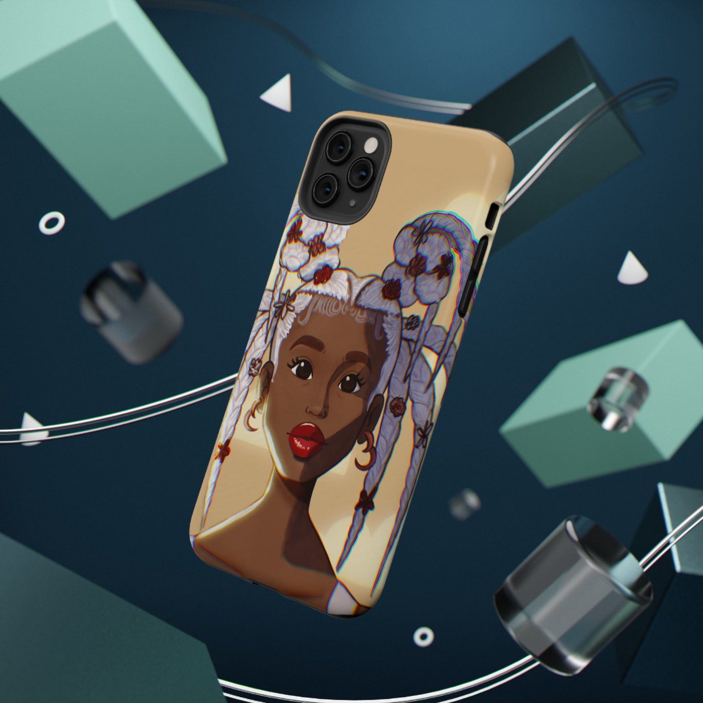 Dreamy Black Girl Illustrated Impact-Resistant Phone Case