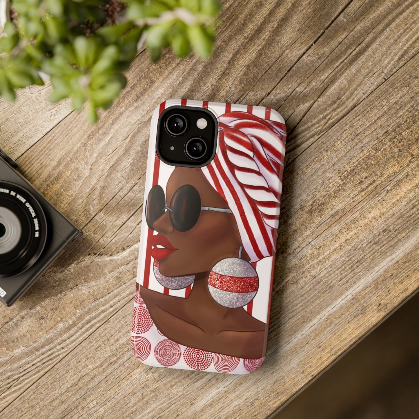 Red Stripes African Illustrated Phone Impact-Resistant Case