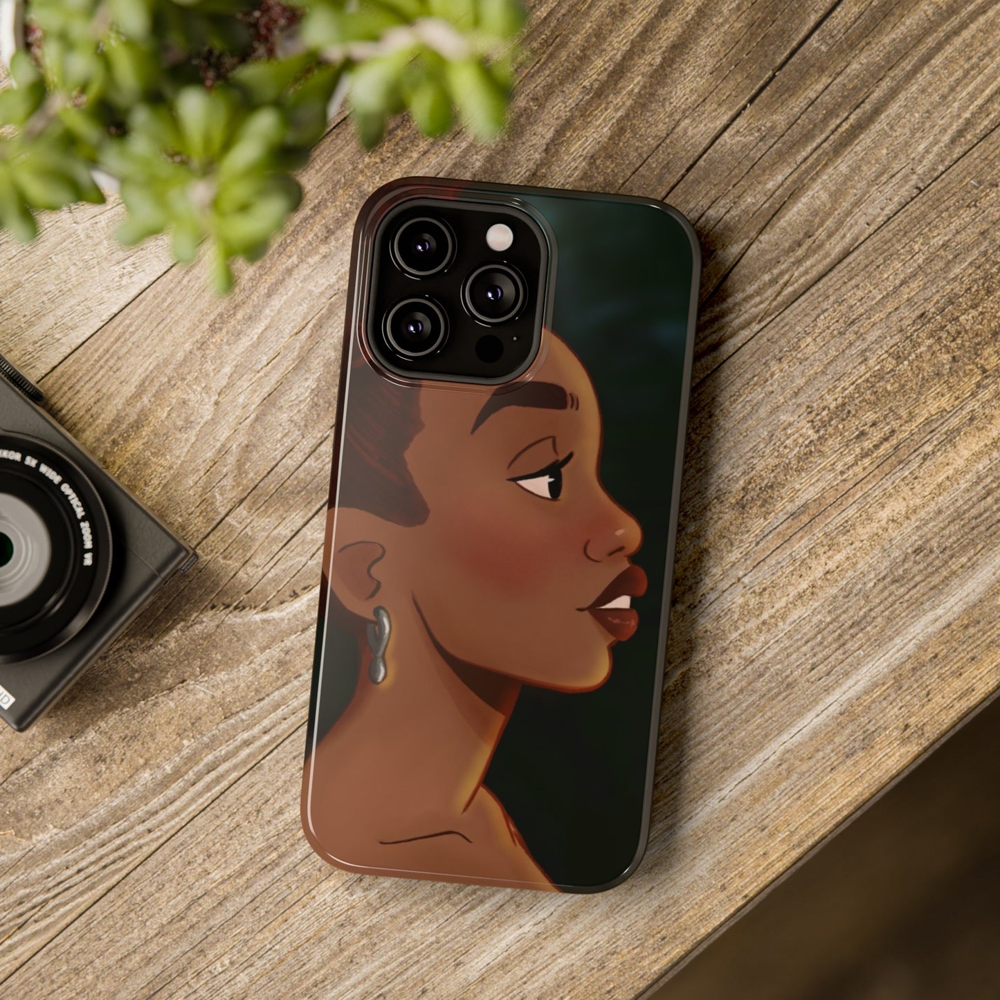 Afro Puff Illustrated Impact-Resistant Phone Case for Black Girls