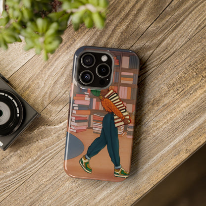 Black Girl Book Stacks Illustrated Impact-Resistant Phone Case 2 - Pounded Yam Productions
