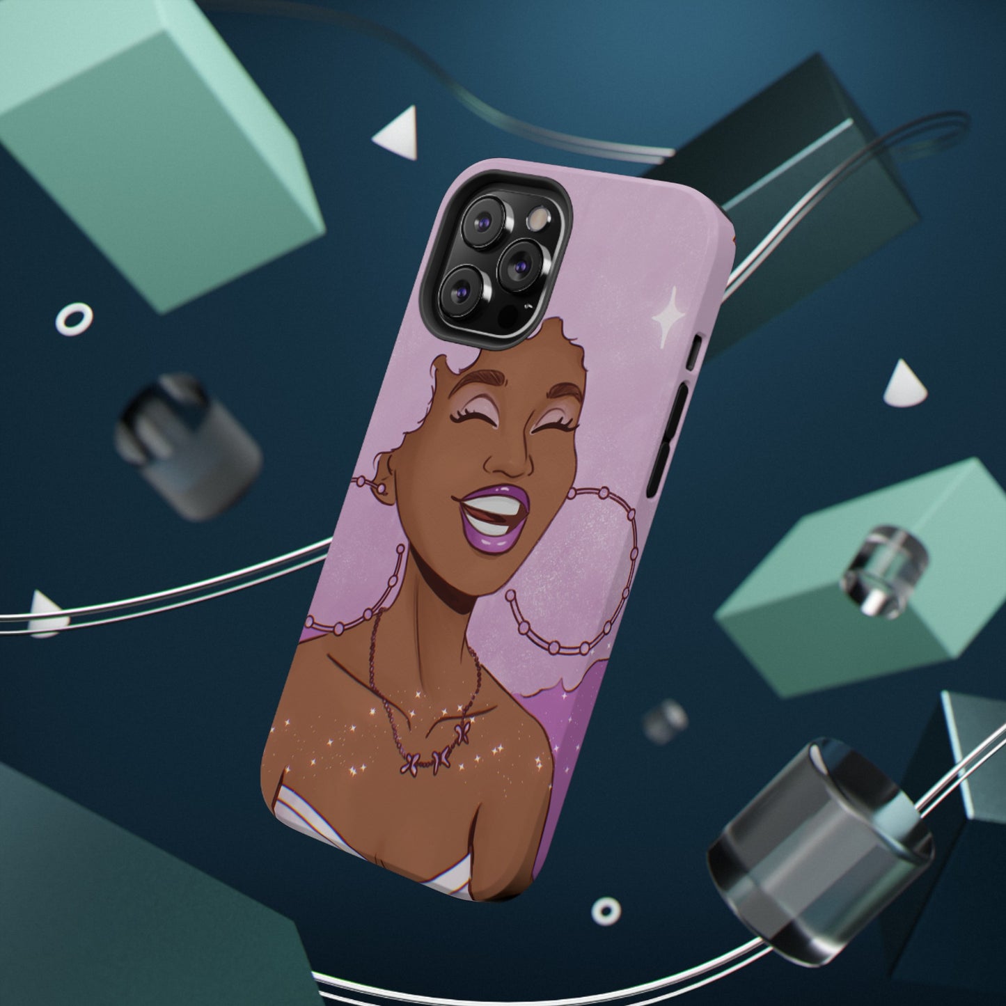 Purple Afro Illustrated Impact-Resistant Phone Case