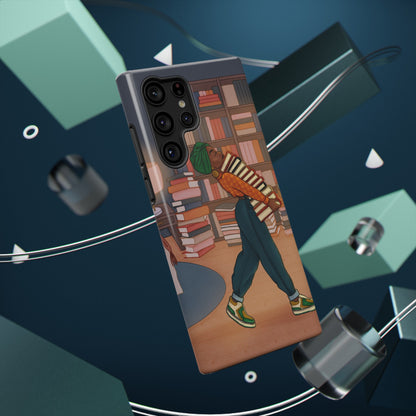 Black Girl Book Stacks Illustrated Impact-Resistant Phone Case 2 - Pounded Yam Productions