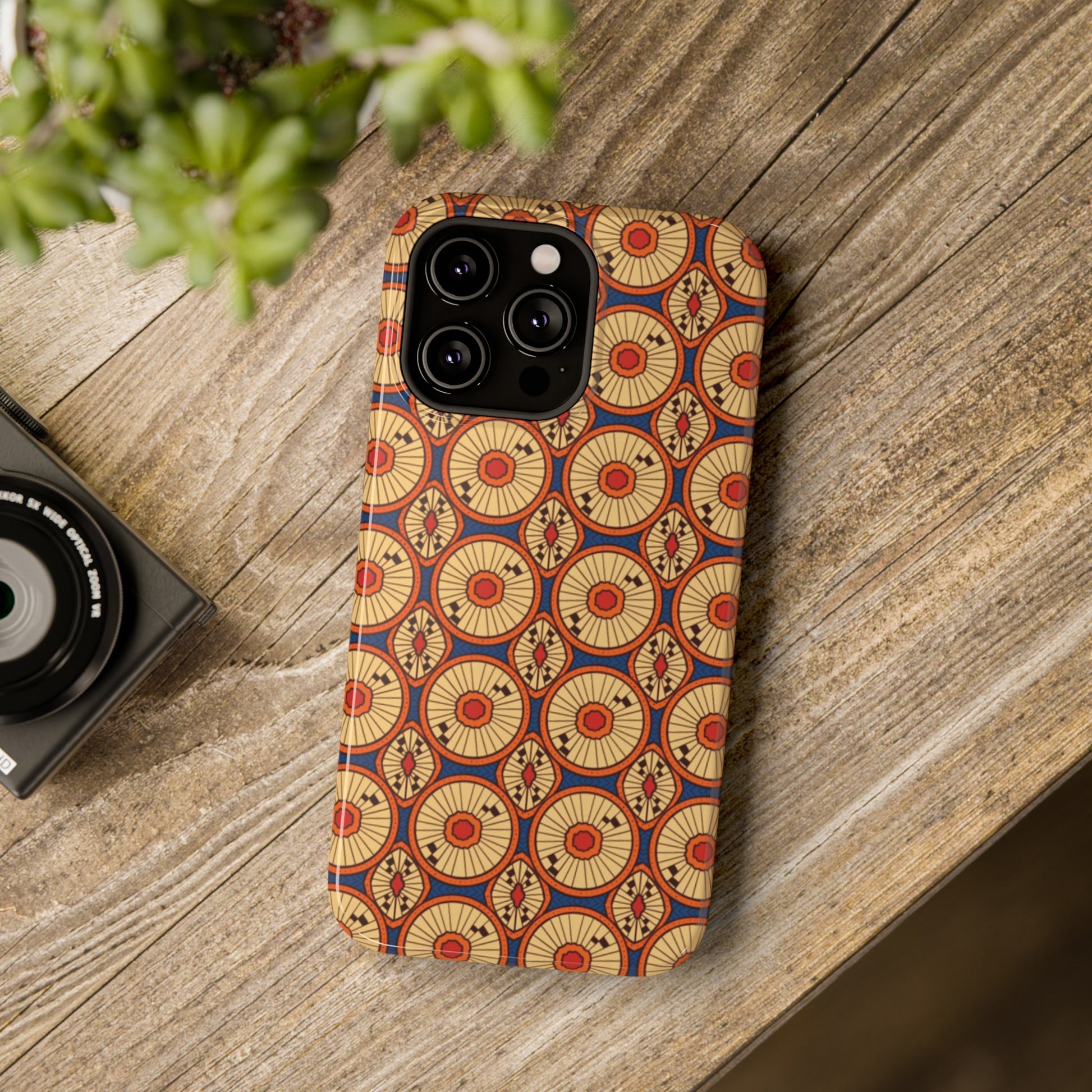 African Ankara Print Impact-Resistant Phone Case - Circles - Pounded Yam Productions