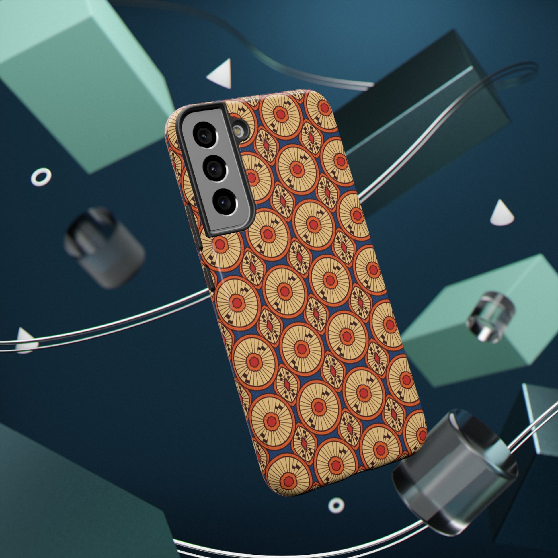 African Ankara Print Impact-Resistant Phone Case - Circles - Pounded Yam Productions