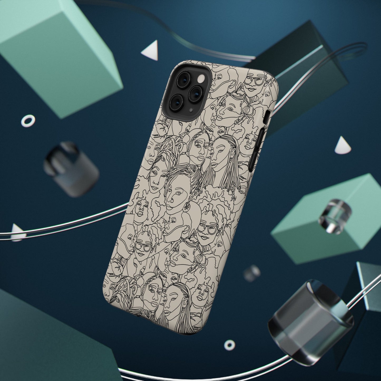 Black Women Line Art Impact-Resistant Phone Case