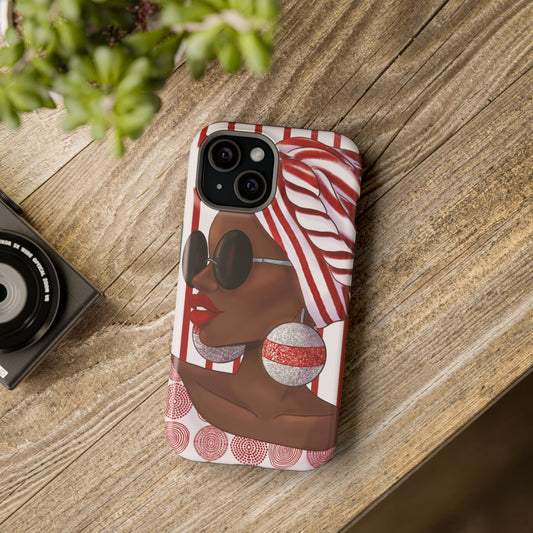 Red Stripes African Illustrated Phone Impact-Resistant Case