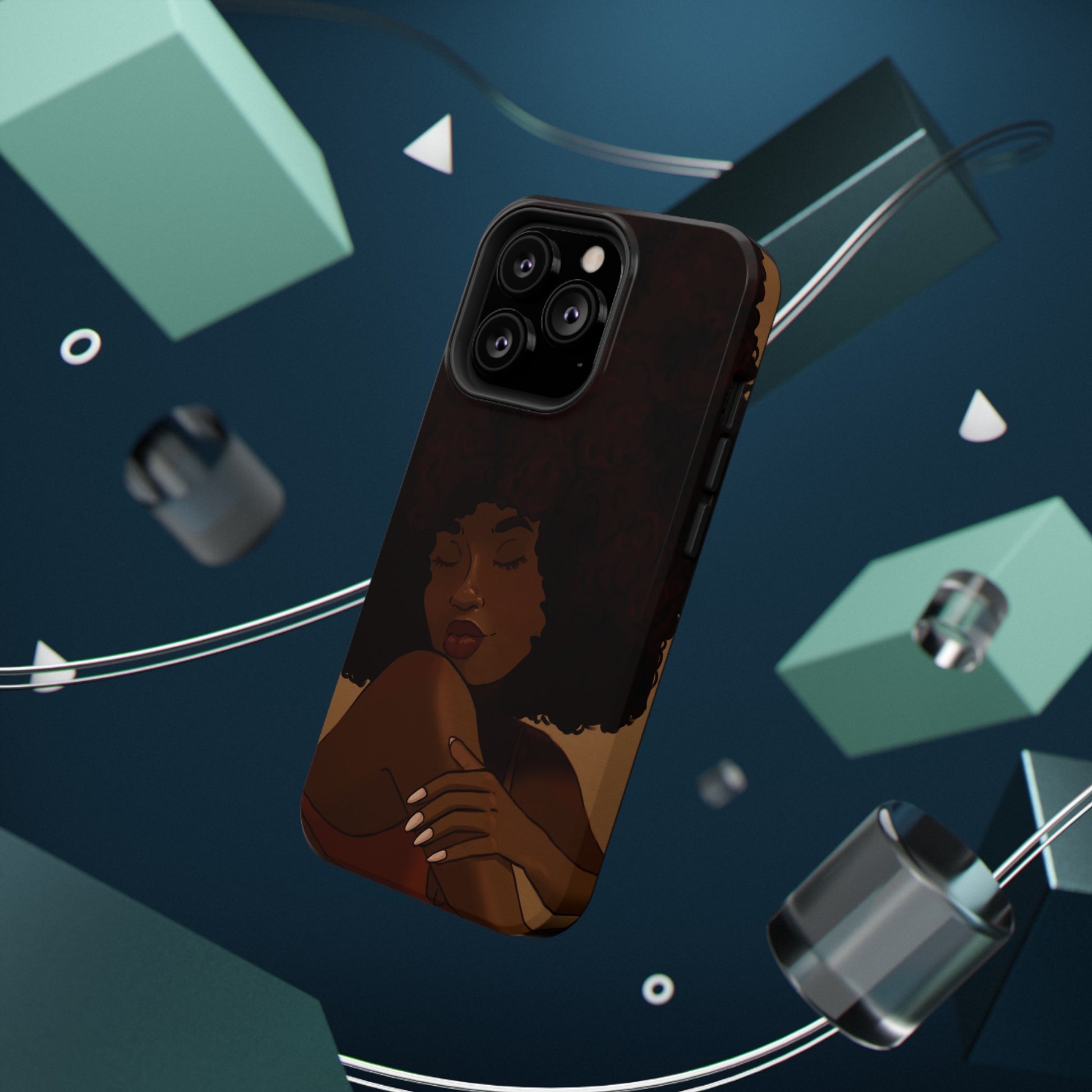 Black Girl Afro Illustrated Impact-Resistant Phone Case - Pounded Yam Productions