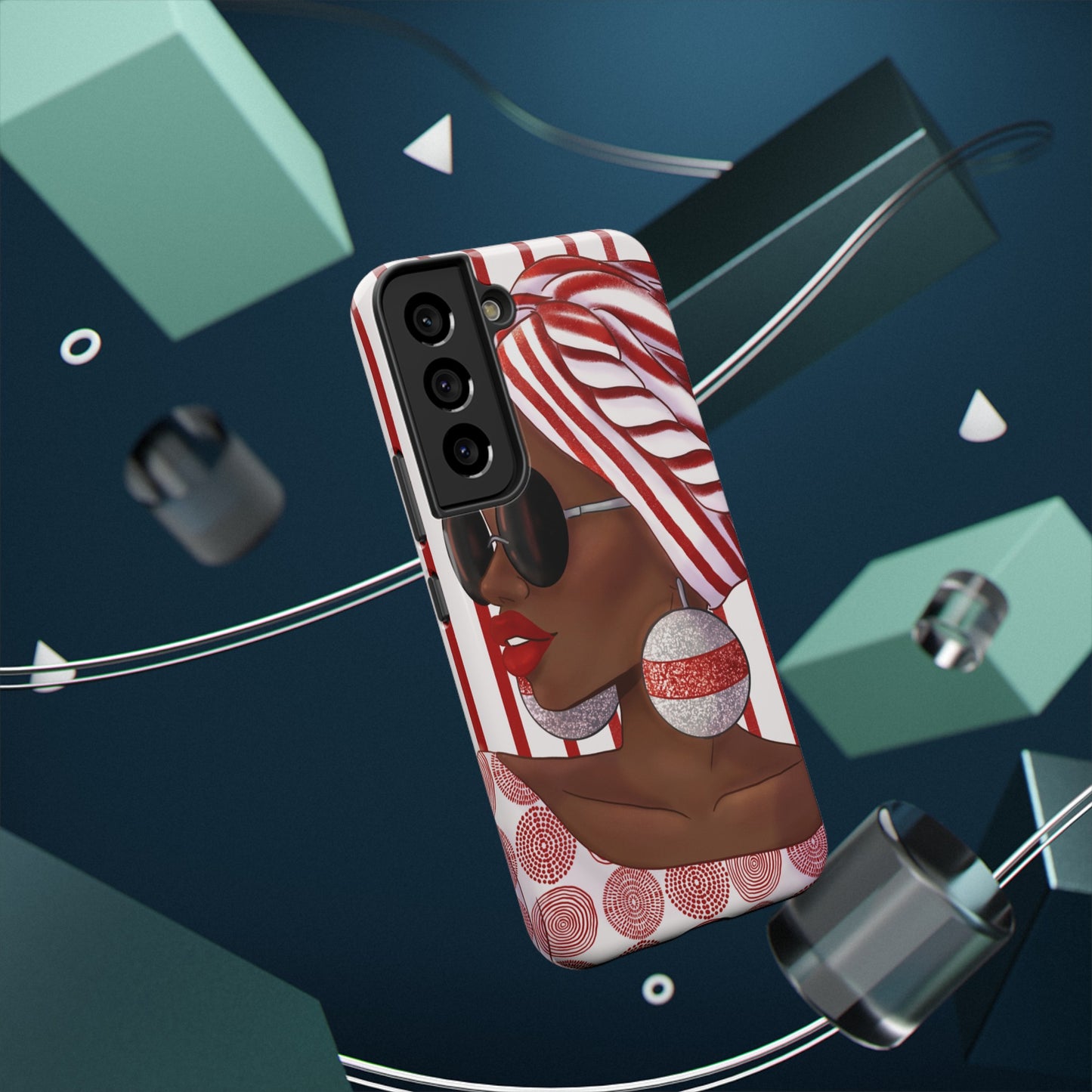 Red Stripes African Illustrated Phone Impact-Resistant Case