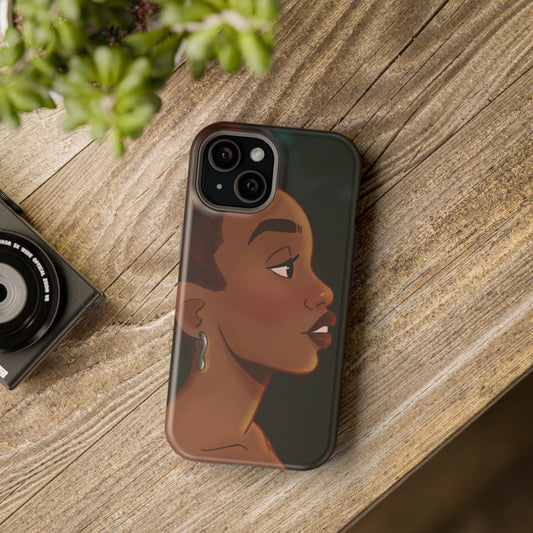 Afro Puff Illustrated Impact-Resistant Phone Case for Black Girls