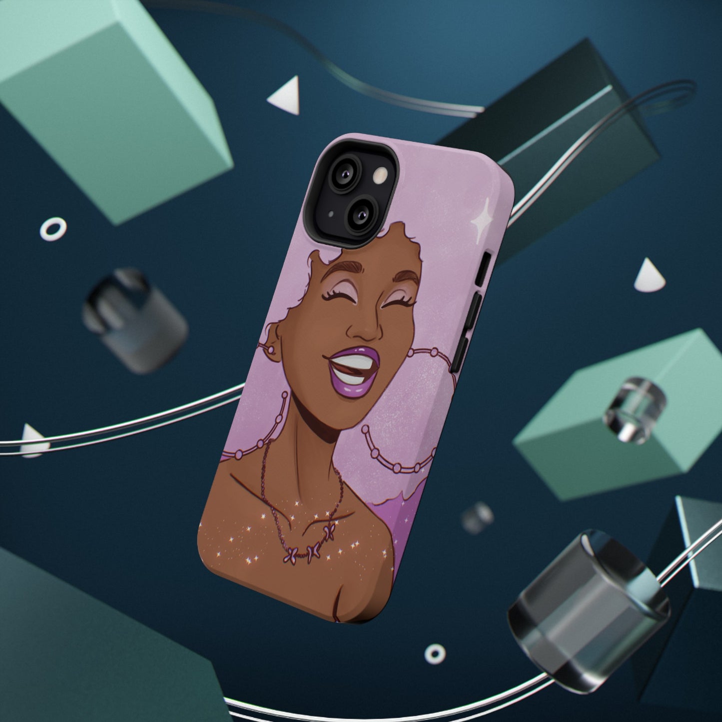 Purple Afro Illustrated Impact-Resistant Phone Case