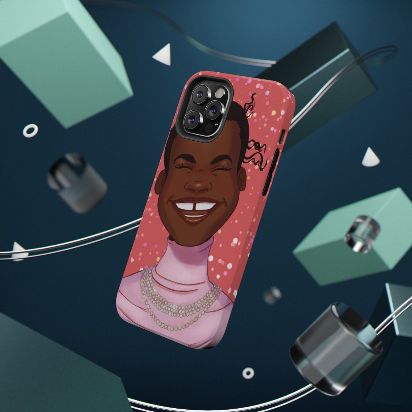 Happy Confetti Smiling Black Girl Illustrated Impact-Resistant Phone Case