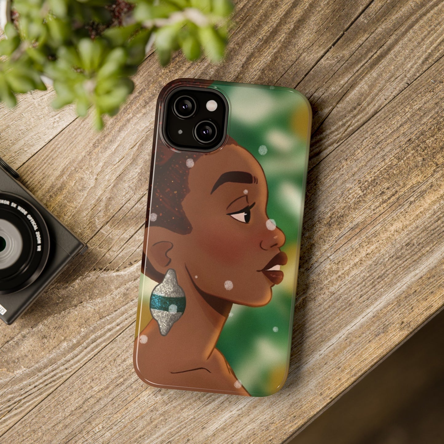 Afro Puff Winter Black Girl Impact-Resistant Phone Case