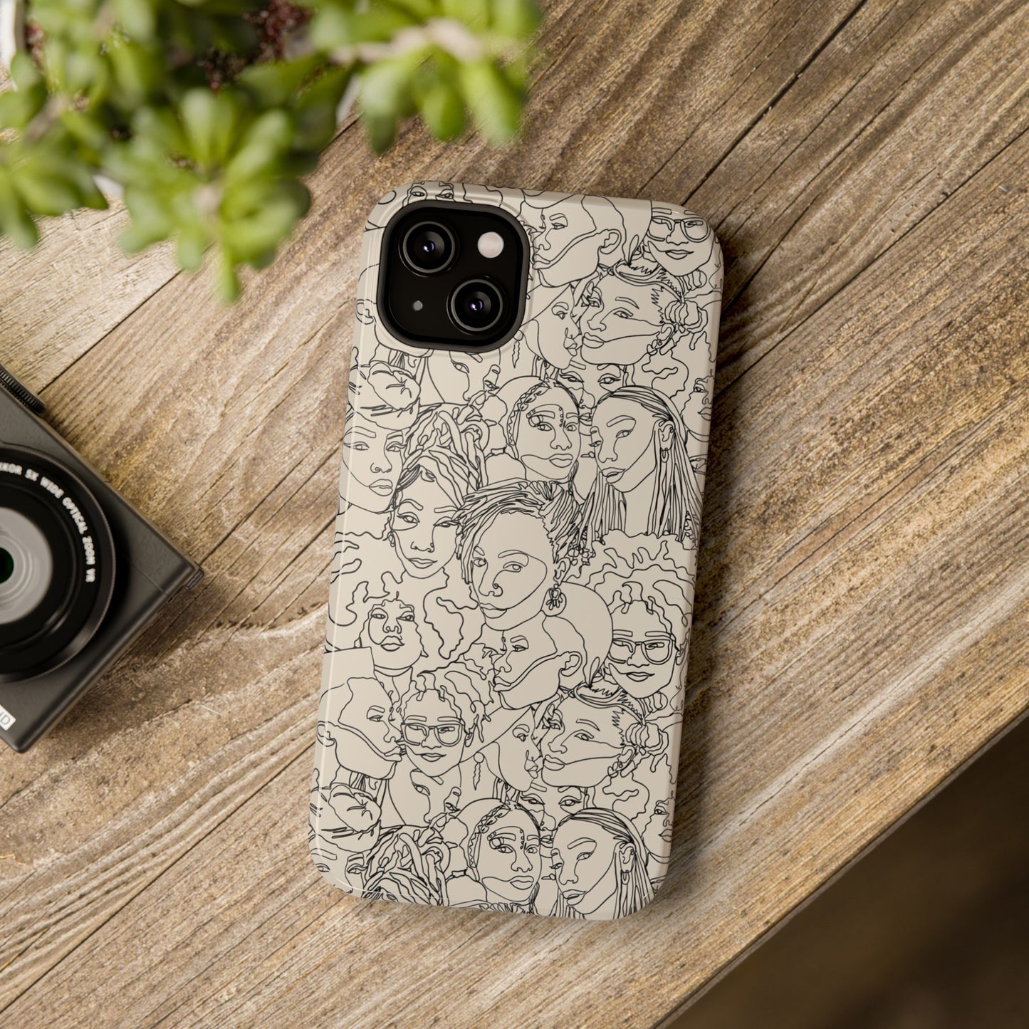 Black Women Line Art Impact-Resistant Phone Case