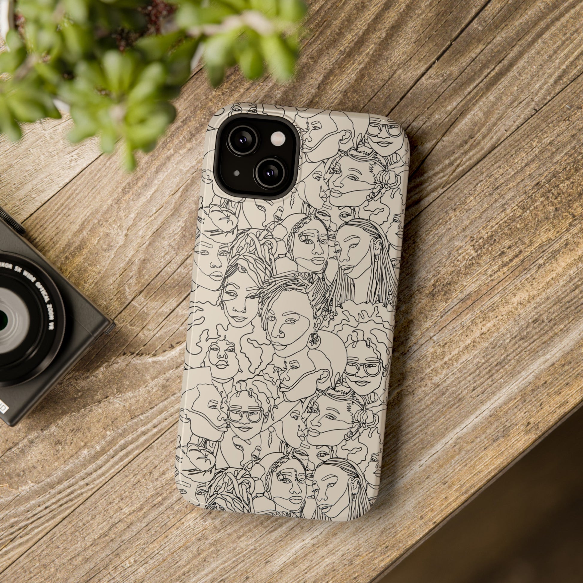 Black Women Line Art Impact-Resistant Phone Case - Pounded Yam Productions
