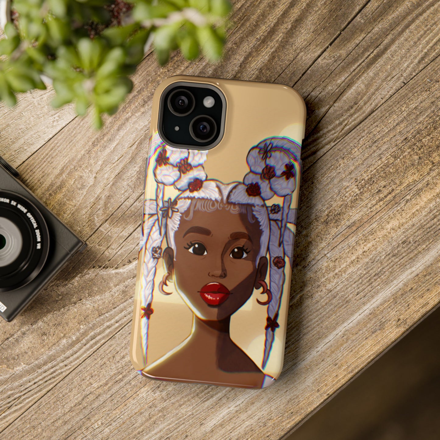 Dreamy Black Girl Illustrated Impact-Resistant Phone Case