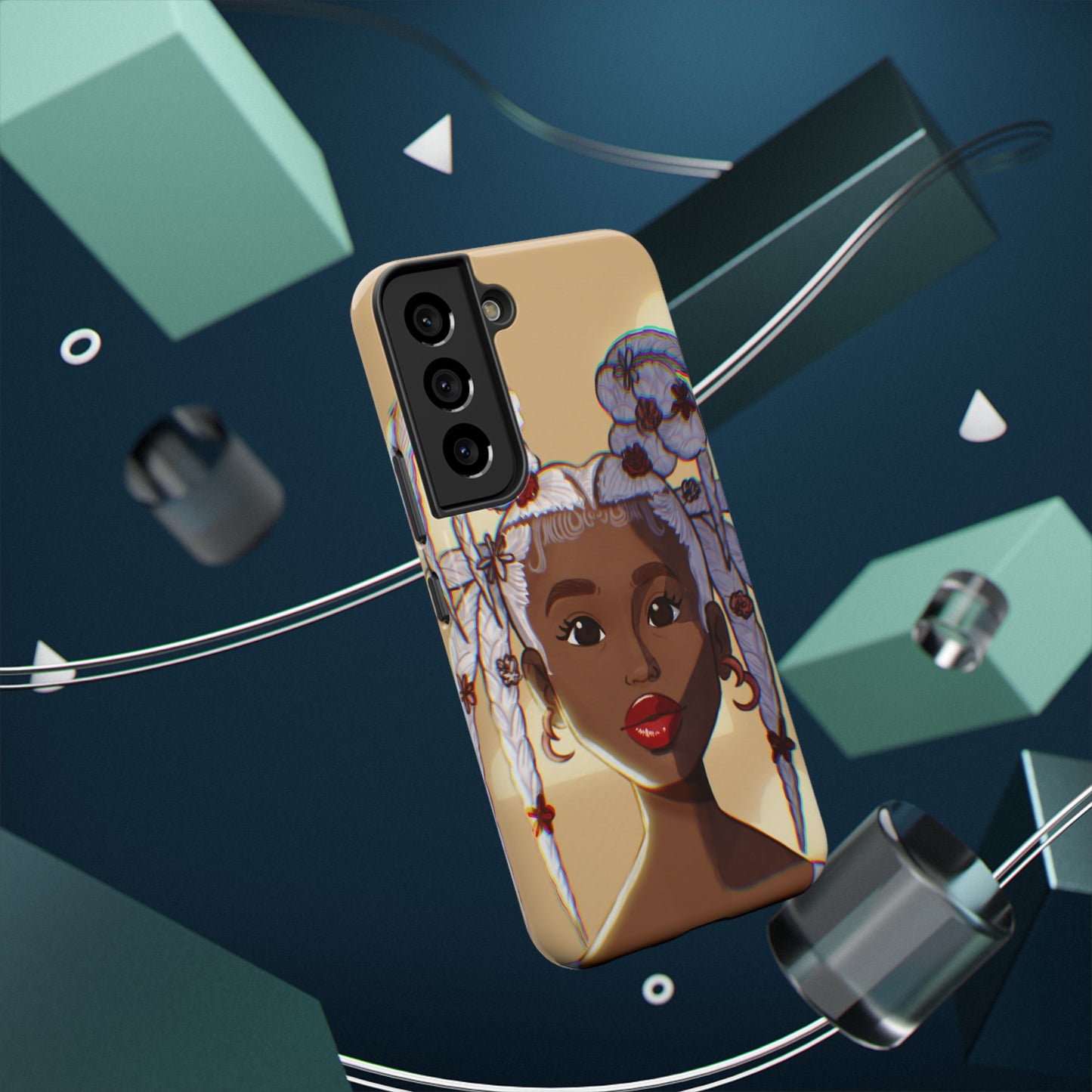 Dreamy Black Girl Illustrated Impact-Resistant Phone Case