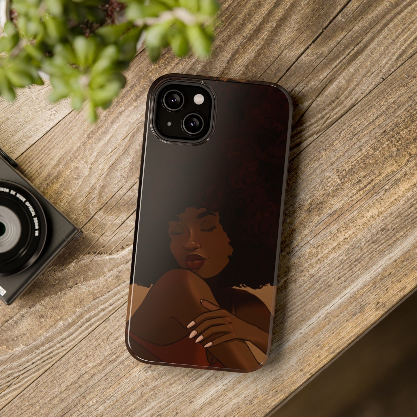 Black Girl Afro Illustrated Impact-Resistant Phone Case