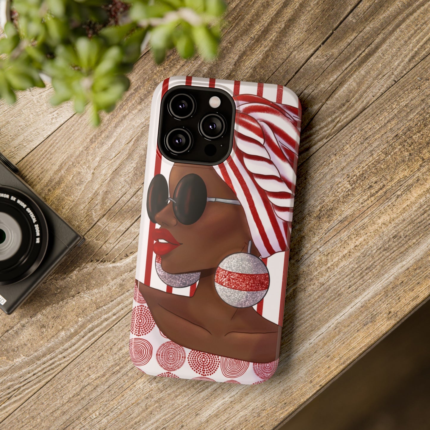 Red Stripes African Illustrated Phone Impact-Resistant Case