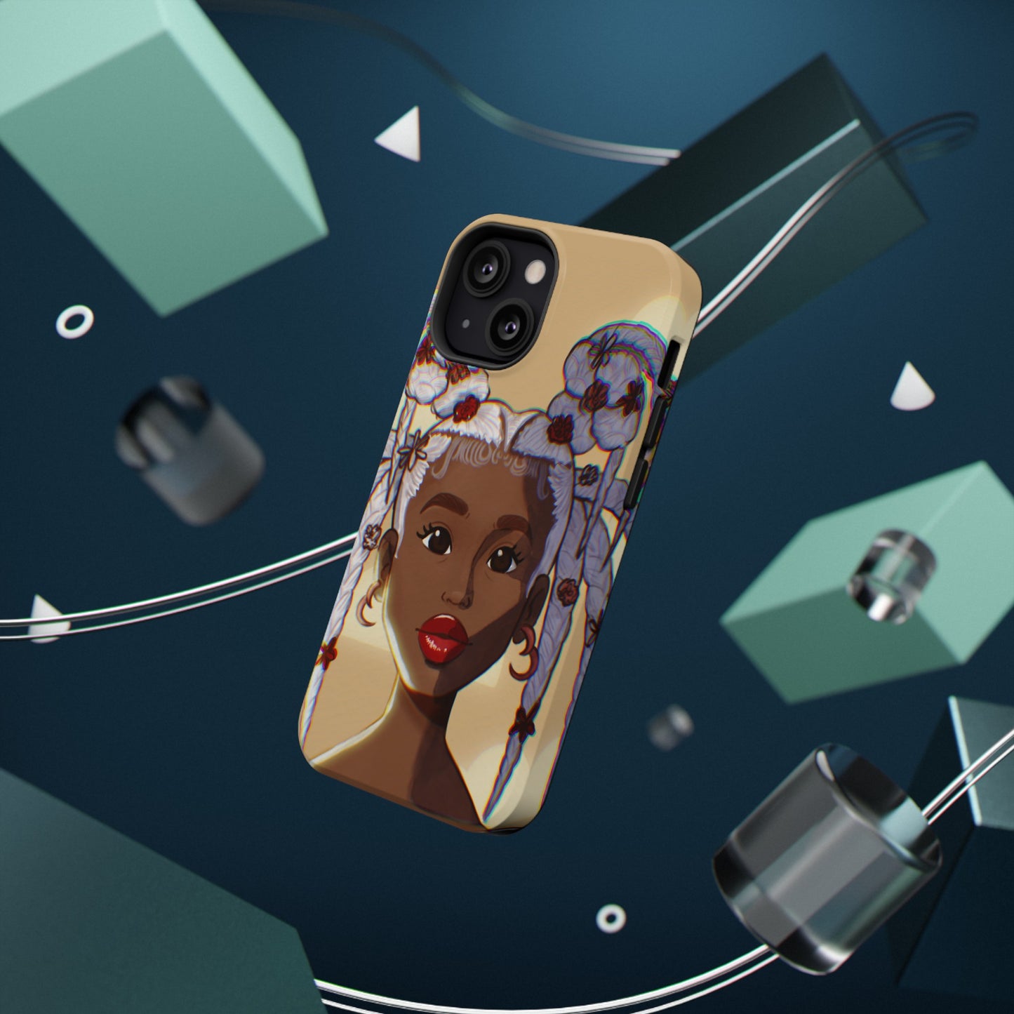 Dreamy Black Girl Illustrated Impact-Resistant Phone Case