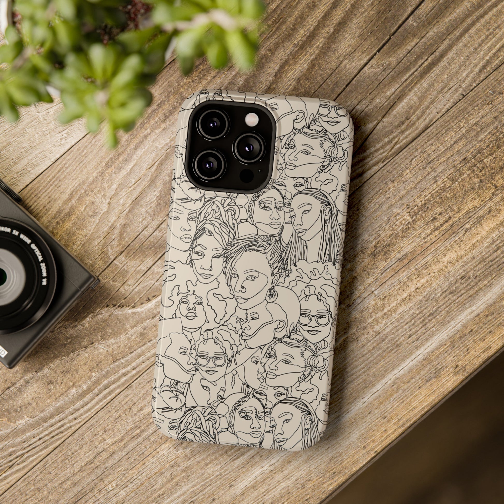 Black Women Line Art Impact-Resistant Phone Case - Pounded Yam Productions