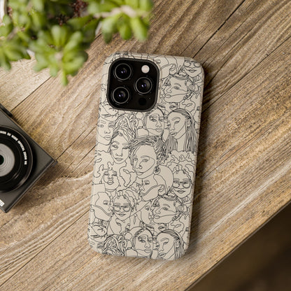 Black Women Line Art Impact-Resistant Phone Case - Pounded Yam Productions