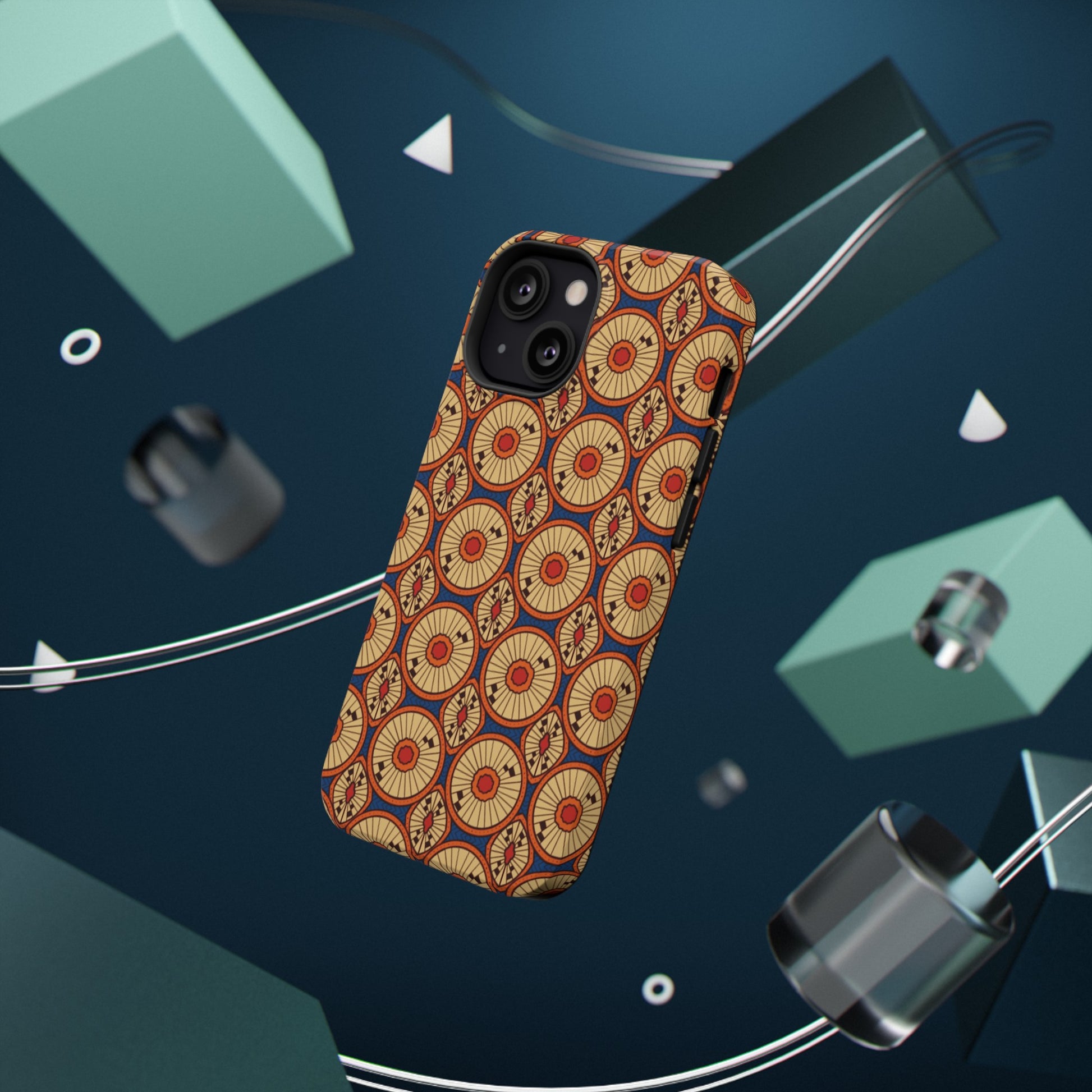 African Ankara Print Impact-Resistant Phone Case - Circles - Pounded Yam Productions