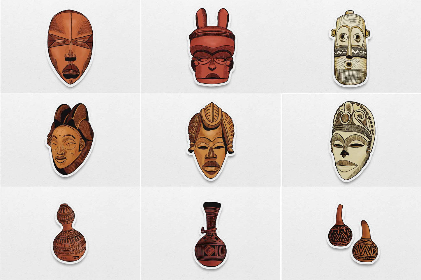 African Masks Sticker Bundle - Pounded Yam Productions