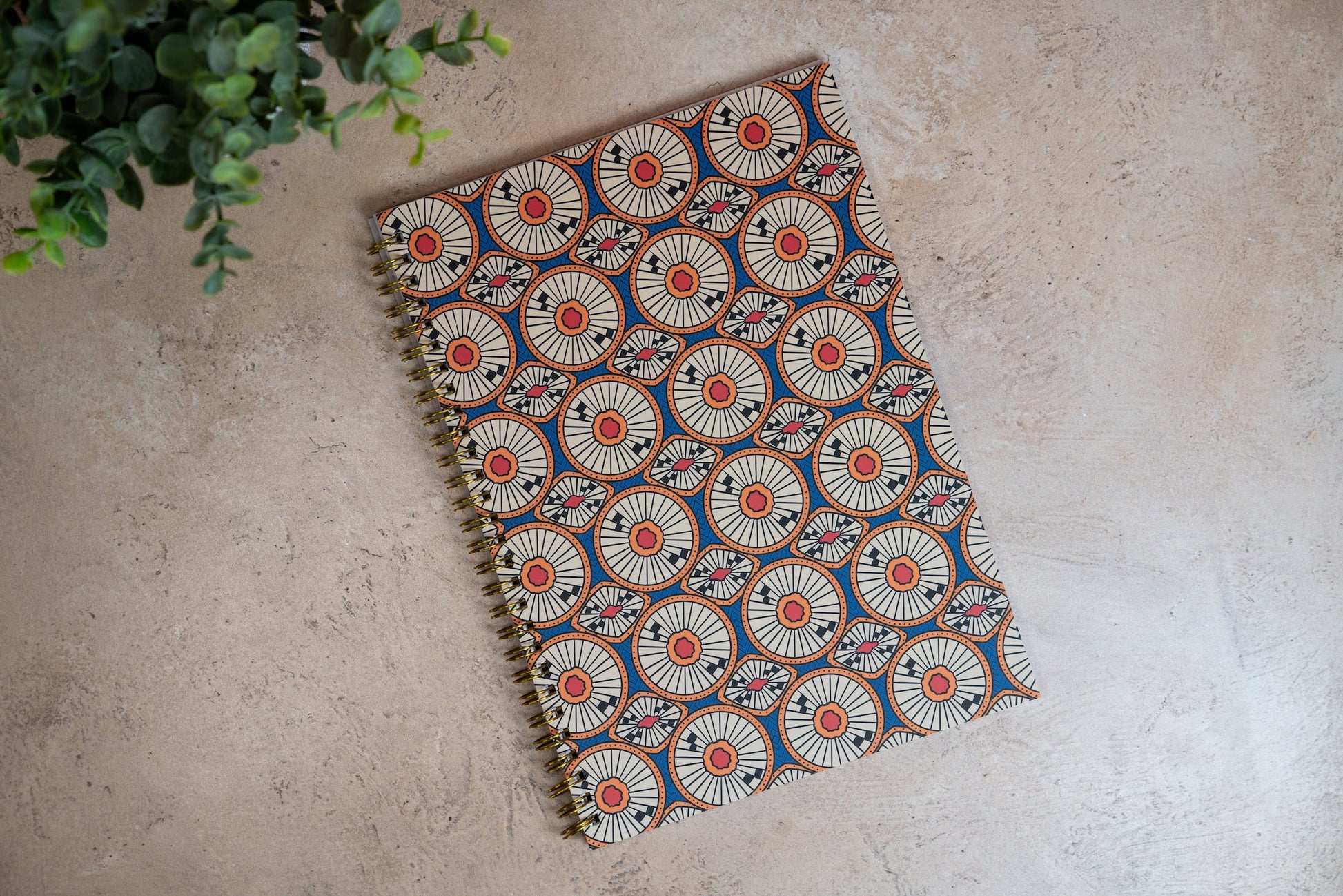 African Print Soft Cover Spiral Notebook - Circles - Pounded Yam Productions
