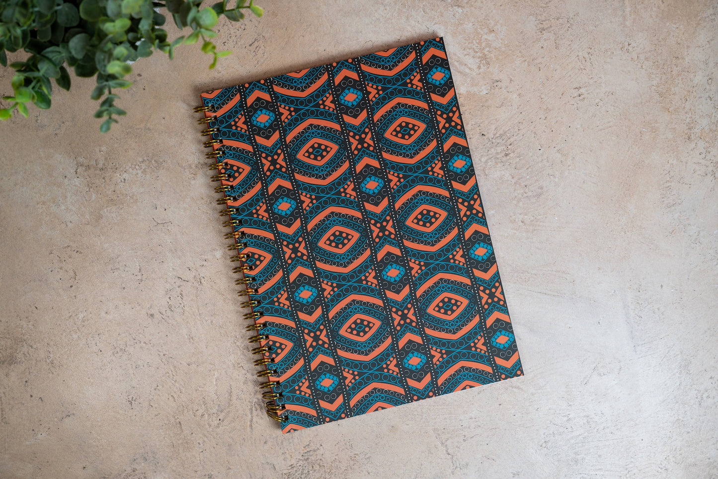 African Print Soft Cover Spiral Notebook - Diamonds - Pounded Yam Productions