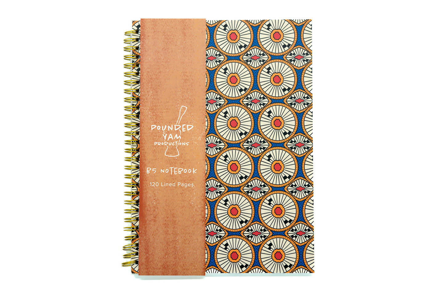 African Print Soft Cover Spiral Notebook - Circles - Pounded Yam Productions