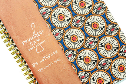 African Print Soft Cover Spiral Notebook - Circles - Pounded Yam Productions
