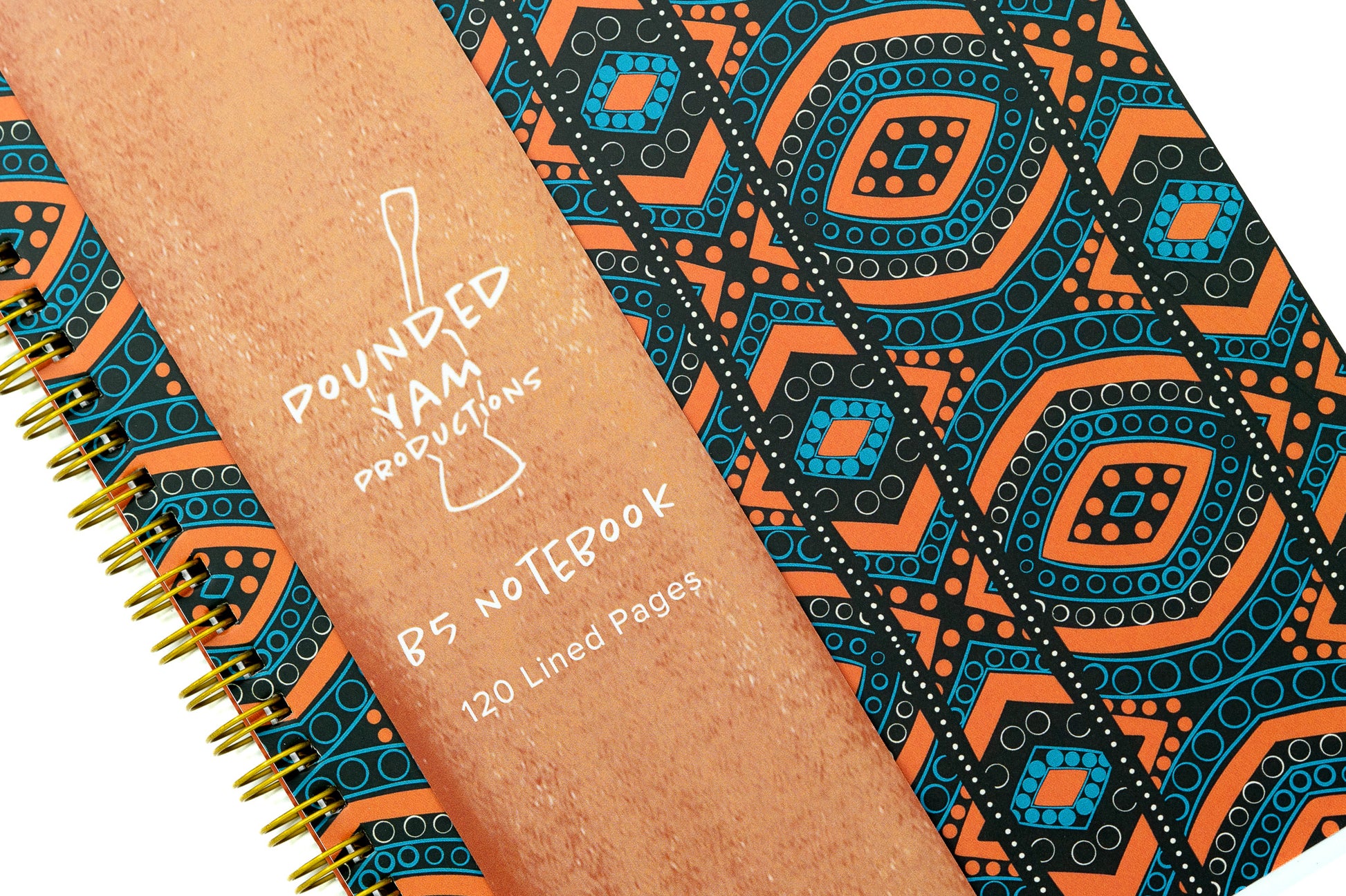 African Print Soft Cover Spiral Notebook - Diamonds - Pounded Yam Productions