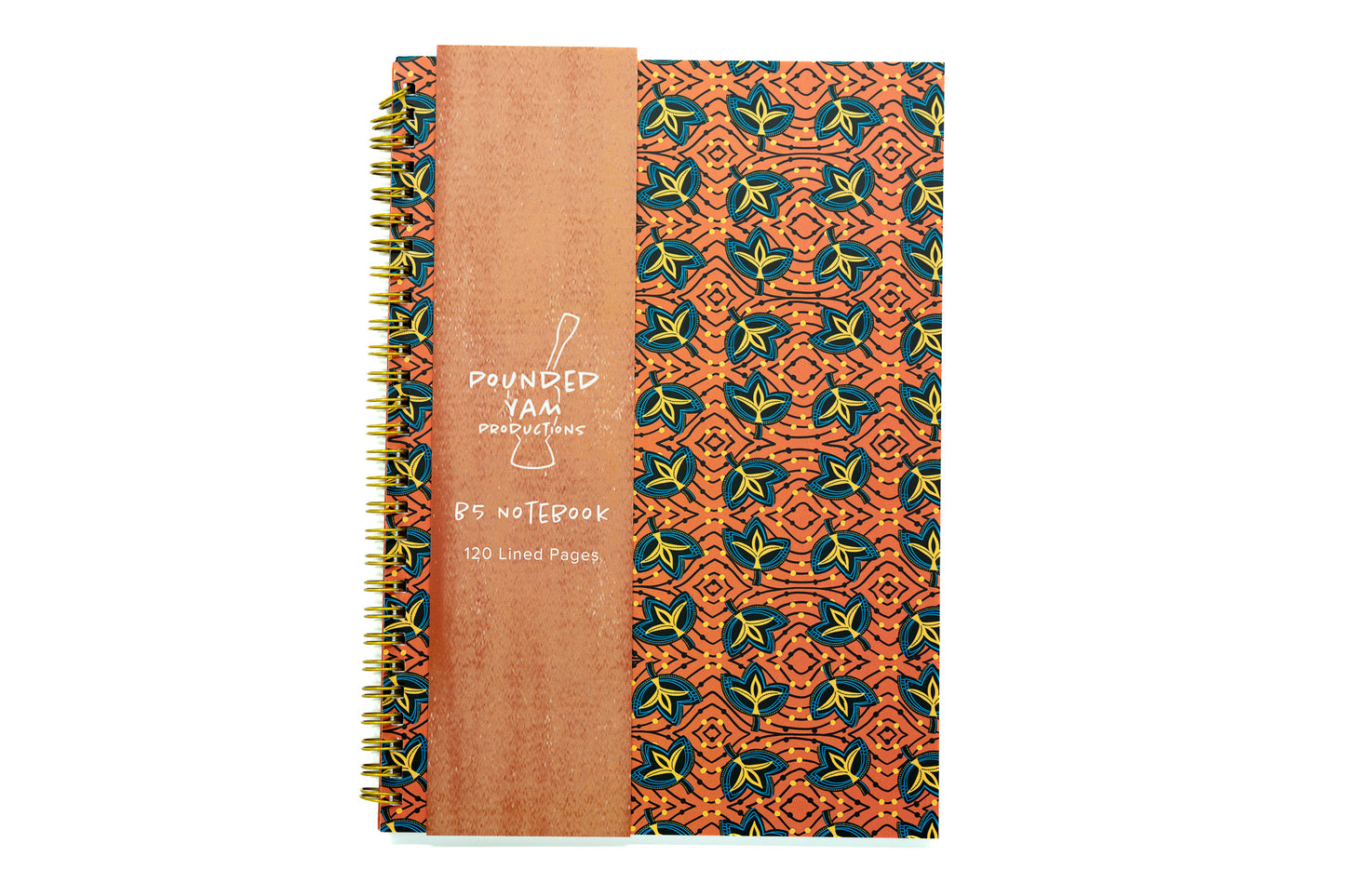 African Print Soft Cover Spiral Notebook - Fans - Pounded Yam Productions